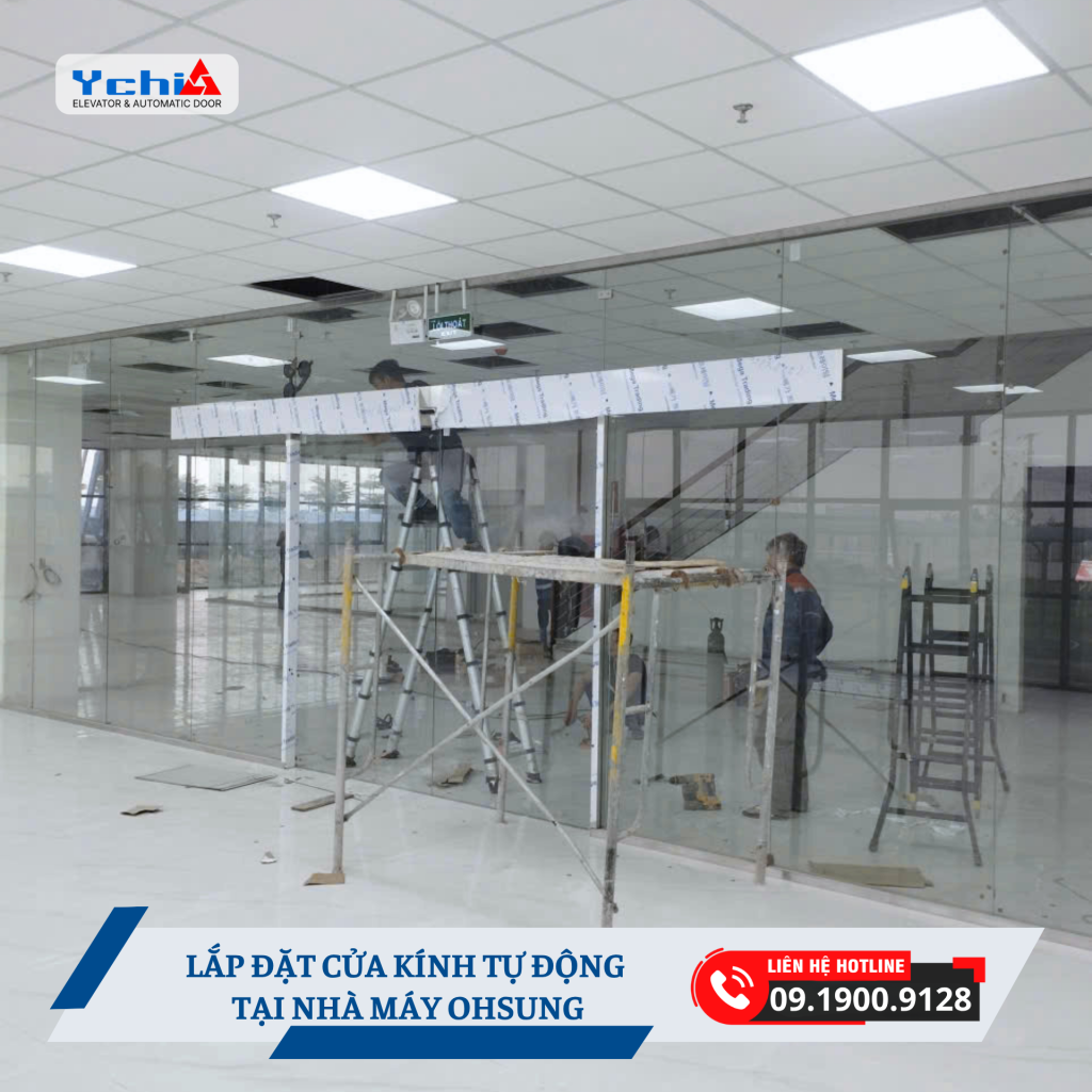 Ychi Việt Nam lắp đặt cửa kính tự động với động cơ nhập khẩu chính hãng