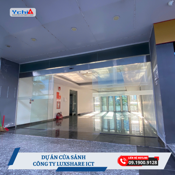Cửa kính tự động cường lực cao cấp của Ychi Việt Nam tại dự án Luxshare ICT