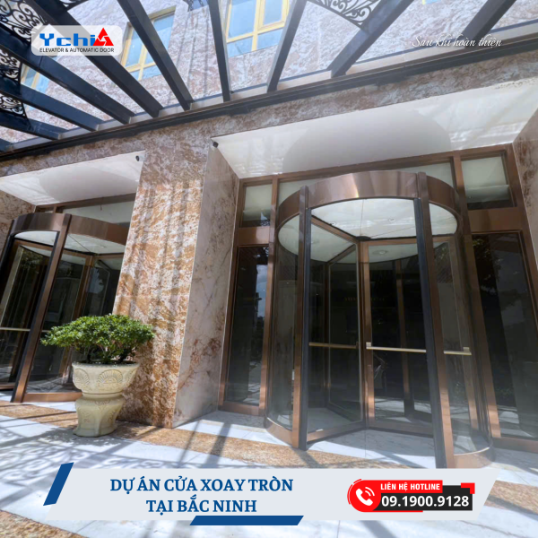 Cửa xoay tròn Ychi Việt Nam vận hành mượt mà, cách âm, cách nhiệt với bên ngoài