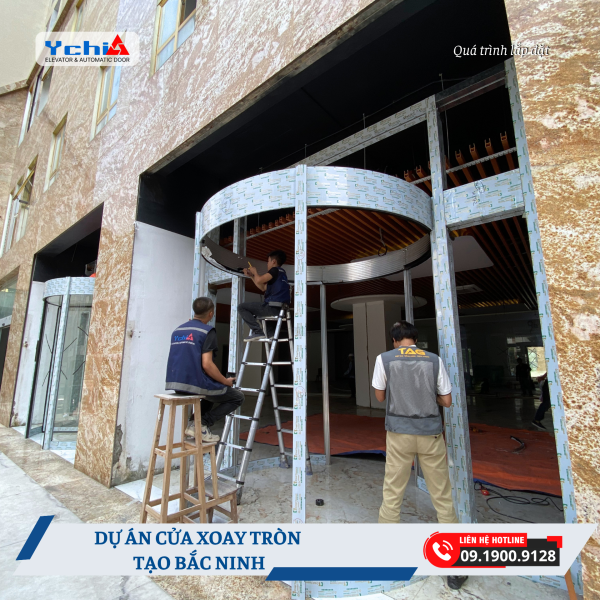 Quá trình lắp đặt cửa xoay tròn tại Bắc Ninh của Ychi Việt Nam